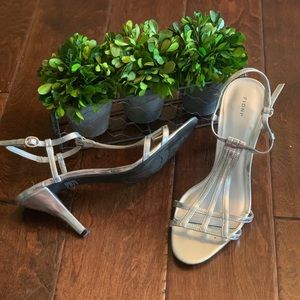 Silver low heel shoes